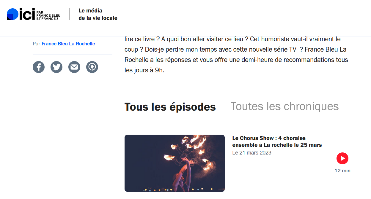 Podcast France Bleu La Rochelle 21 Mars 2023